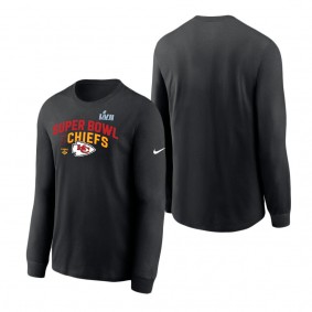 Men's Kansas City Chiefs Nike Black Super Bowl LVII Team Logo Lockup Long Sleeve T-Shirt