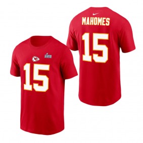 Men's Kansas City Chiefs Patrick Mahomes Nike Red Super Bowl LVII Name & Number T-Shirt
