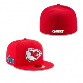 Men's Kansas City Chiefs Red Super Bowl LVII Side Patch 59FIFTY Fitted Hat