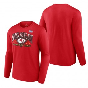 Men's Kansas City Chiefs Fanatics Branded Red Super Bowl LVII Triangle Strategy Long Sleeve T-Shirt
