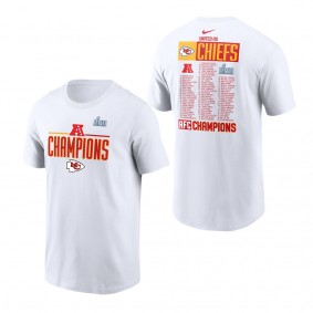 Men's Kansas City Chiefs Nike White 2022 AFC Champions Roster T-Shirt