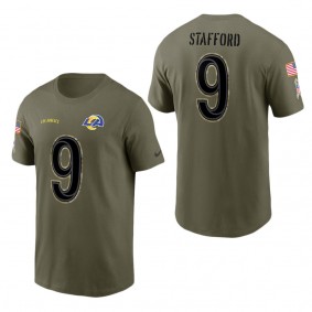 Men's Los Angeles Rams Matthew Stafford Olive 2022 Salute To Service Name & Number T-Shirt