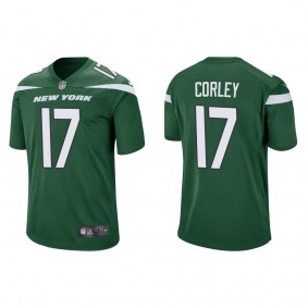 Men's Malachi Corley New York Jets Green Game Jersey