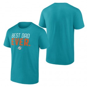 Men's Miami Dolphins Fanatics Branded Aqua Best Dad Ever Team T-Shirt