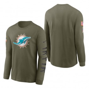 Men's Miami Dolphins Olive 2022 Salute To Service Long Sleeve T-Shirt