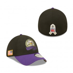 Men's Minnesota Vikings Black Purple 2022 Salute To Service 39THIRTY Flex Hat