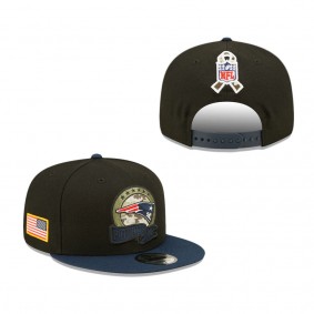 Men's New England Patriots Black Navy 2022 Salute To Service 9FIFTY Snapback Hat