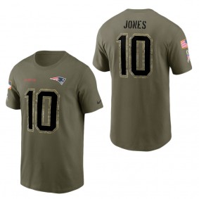 Men's New England Patriots Mac Jones Olive 2022 Salute To Service Name & Number T-Shirt