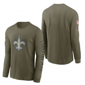 Men's New Orleans Saints Olive 2022 Salute To Service Long Sleeve T-Shirt