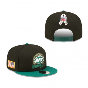 Men's New York Jets Black Green 2022 Salute To Service 9FIFTY Snapback Hat