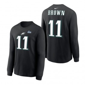 Men's Philadelphia Eagles A.J. Brown Nike Black Super Bowl LVII Name & Number Long Sleeve T-Shirt