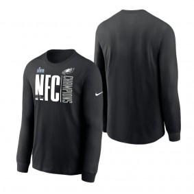 Men's Philadelphia Eagles Nike Black 2022 NFC Champions Iconic Long Sleeve T-Shirt
