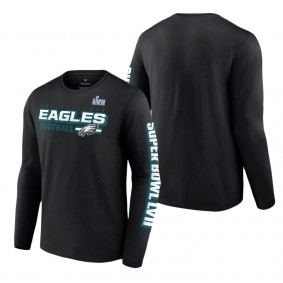 Men's Philadelphia Eagles Fanatics Branded Black Super Bowl LVII Star Trail Long Sleeve T-Shirt
