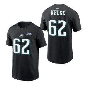 Men's Philadelphia Eagles Jason Kelce Nike Black Super Bowl LVII Name & Number T-Shirt