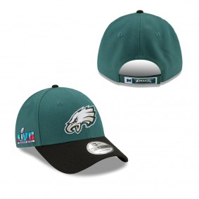 Men's Philadelphia Eagles Midnight Green Black Super Bowl LVII Side Patch 9FORTY Adjustable Hat