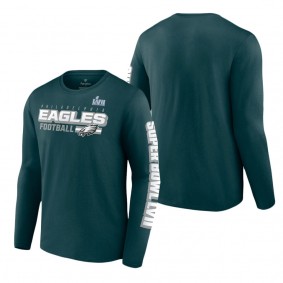 Men's Philadelphia Eagles Fanatics Branded Midnight Green Super Bowl LVII Star Trail Long Sleeve T-Shirt