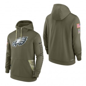 Men's Philadelphia Eagles Olive 2022 Salute to Service Therma Performance Pullover Hoodie