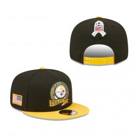 Men's Pittsburgh Steelers Black Yellow 2022 Salute To Service 9FIFTY Snapback Hat