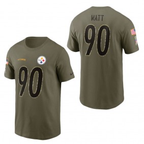 Men's Pittsburgh Steelers T.J. Watt Olive 2022 Salute To Service Name & Number T-Shirt