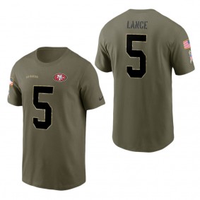 Men's San Francisco 49ers Trey Lance Olive 2022 Salute To Service Name & Number T-Shirt