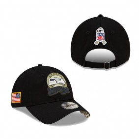 Men's Seattle Seahawks Black 2022 Salute To Service 9TWENTY Adjustable Hat