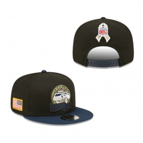 Men's Seattle Seahawks Black Navy 2022 Salute To Service 9FIFTY Snapback Hat