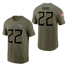 Men's Tennessee Titans Derrick Henry Olive 2022 Salute To Service Name & Number T-Shirt