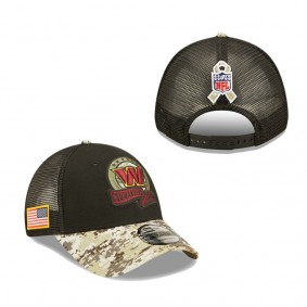 Men's Washington Commanders Black Camo 2022 Salute To Service 9FORTY Snapback Trucker Hat