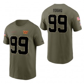 Men's Washington Commanders Chase Young Olive 2022 Salute To Service Name & Number T-Shirt