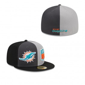 Men's Miami Dolphins Gray Black 2023 Sideline 59FIFTY Fitted Hat