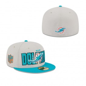 Men's Miami Dolphins Stone Aqua 2023 NFL Draft On Stage 59FIFTY Fitted Hat
