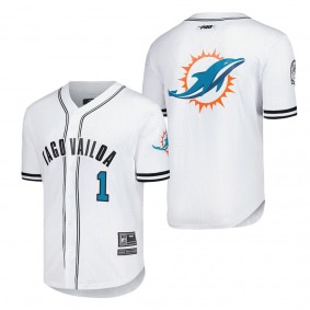 Men's Miami Dolphins Tua Tagovailoa Pro Standard White Baseball Player Button-Up Shirt