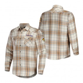 Men's Minnesota Vikings NFL x Darius Rucker Collection by Fanatics Tan Flannel Long Sleeve Button-Up Shirt