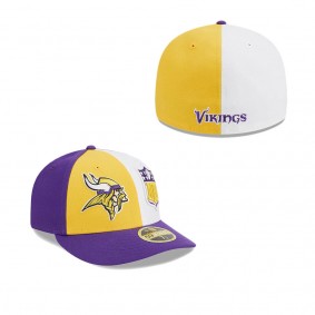 Men's Minnesota Vikings Gold Purple 2023 Sideline Low Profile 59FIFTY Fitted Hat