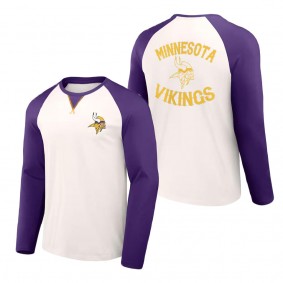 Men's Minnesota Vikings NFL x Darius Rucker Collection by Fanatics Cream Purple Long Sleeve Raglan T-Shirt