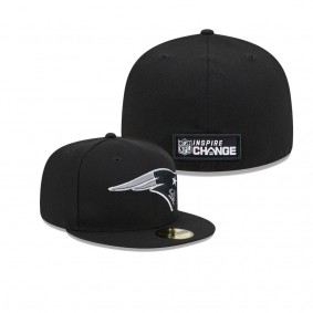 Men's New England Patriots Black 2023 Inspire Change 59FIFTY Fitted Hat
