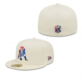 Men's New England Patriots Cream Chrome Dim 59FIFTY Fitted Hat