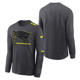 Men's New England Patriots Nike Anthracite Volt Performance Long Sleeve T-Shirt