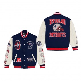 Men's New England Patriots OVO x NFL Navy Full-Snap Varsity Jacket