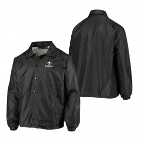 Men's New Orleans Saints Black Coaches Classic Raglan Full-Snap Windbreaker Jacket