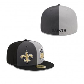 Men's New Orleans Saints Gray Black 2023 Sideline 59FIFTY Fitted Hat