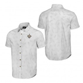 Men's New Orleans Saints NFL x Darius Rucker Collection by Fanatics White Woven Short Sleeve Button Up Shirt