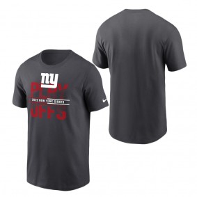 Men's New York Giants Nike Anthracite 2022 NFL Playoffs Iconic T-Shirt