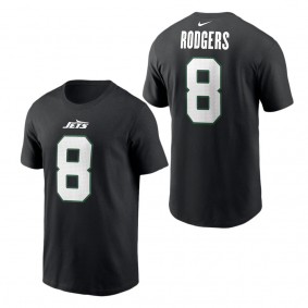 Men's New York Jets Aaron Rodgers Black Name & Number T-Shirt