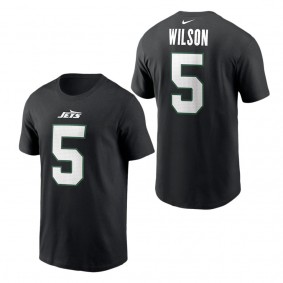 Men's New York Jets Garrett Wilson Black Name & Number T-Shirt