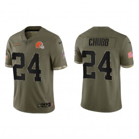 Nick Chubb Cleveland Browns Olive 2022 Salute To Service Limited Jersey