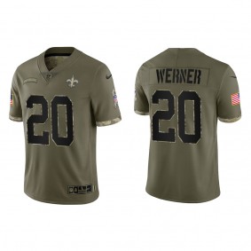 Pete Werner New Orleans Saints Olive 2022 Salute To Service Limited Jersey