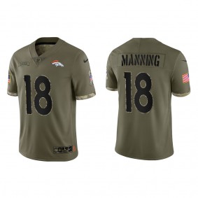 Peyton Manning Denver Broncos Olive 2022 Salute To Service Limited Jersey