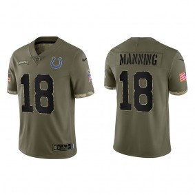 Peyton Manning Indianapolis Colts Olive 2022 Salute To Service Limited Jersey