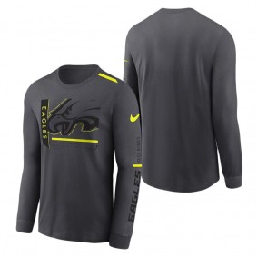 Men's Philadelphia Eagles Nike Anthracite Volt Performance Long Sleeve T-Shirt